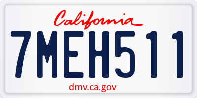 CA license plate 7MEH511