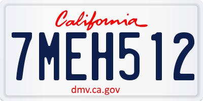 CA license plate 7MEH512