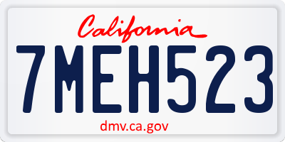 CA license plate 7MEH523