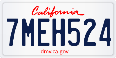 CA license plate 7MEH524