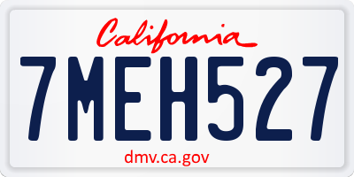 CA license plate 7MEH527