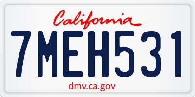 CA license plate 7MEH531