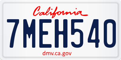 CA license plate 7MEH540