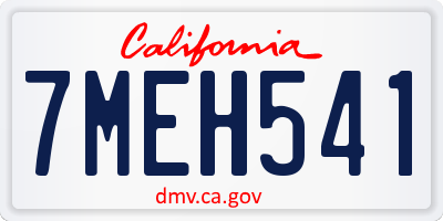 CA license plate 7MEH541