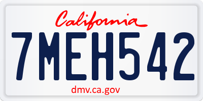 CA license plate 7MEH542