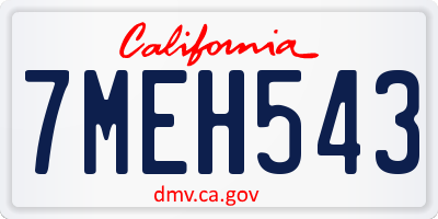 CA license plate 7MEH543