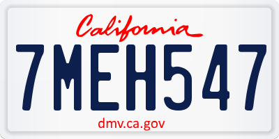CA license plate 7MEH547