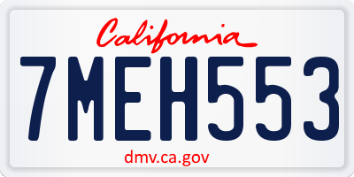 CA license plate 7MEH553