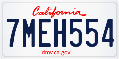 CA license plate 7MEH554