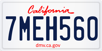 CA license plate 7MEH560