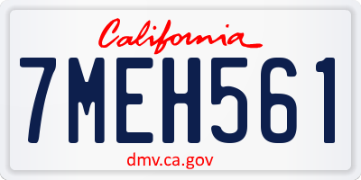 CA license plate 7MEH561