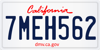 CA license plate 7MEH562