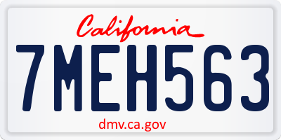 CA license plate 7MEH563