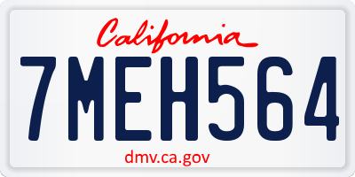 CA license plate 7MEH564