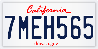 CA license plate 7MEH565