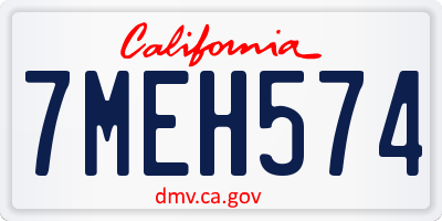 CA license plate 7MEH574