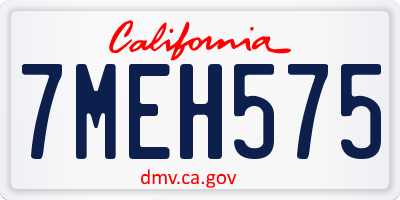 CA license plate 7MEH575
