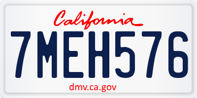 CA license plate 7MEH576