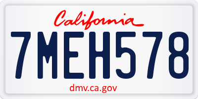 CA license plate 7MEH578