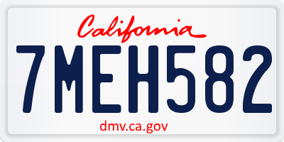 CA license plate 7MEH582