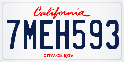 CA license plate 7MEH593