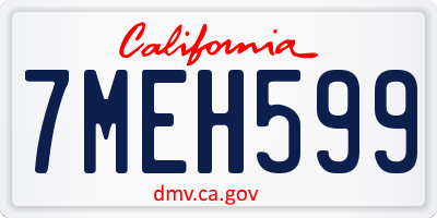 CA license plate 7MEH599