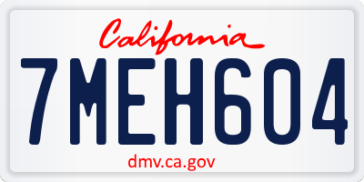 CA license plate 7MEH604