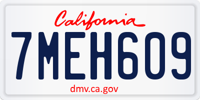 CA license plate 7MEH609