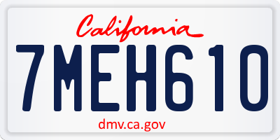 CA license plate 7MEH610