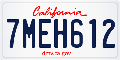 CA license plate 7MEH612