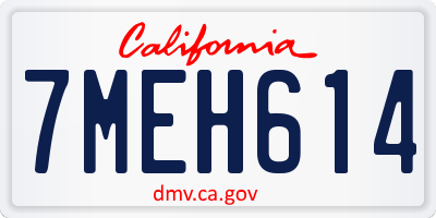 CA license plate 7MEH614