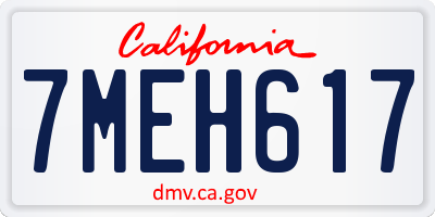 CA license plate 7MEH617