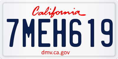 CA license plate 7MEH619