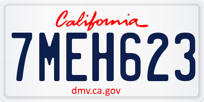 CA license plate 7MEH623