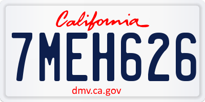 CA license plate 7MEH626