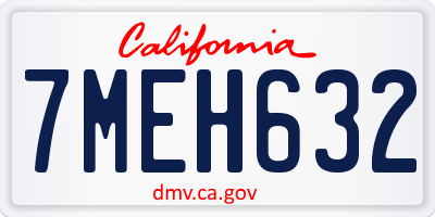 CA license plate 7MEH632