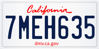 CA license plate 7MEH635