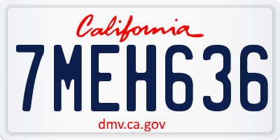 CA license plate 7MEH636