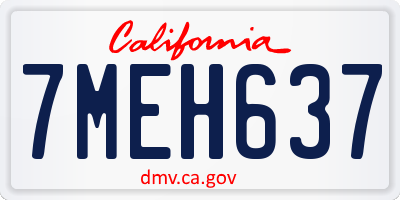 CA license plate 7MEH637