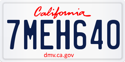 CA license plate 7MEH640