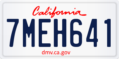 CA license plate 7MEH641