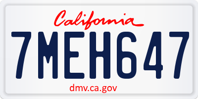 CA license plate 7MEH647
