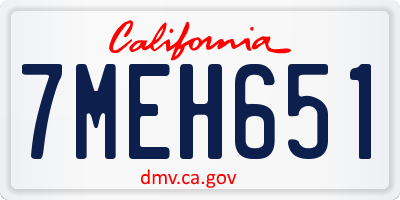 CA license plate 7MEH651