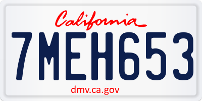 CA license plate 7MEH653