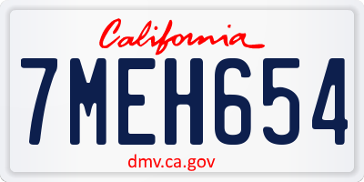 CA license plate 7MEH654