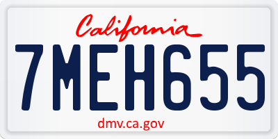 CA license plate 7MEH655