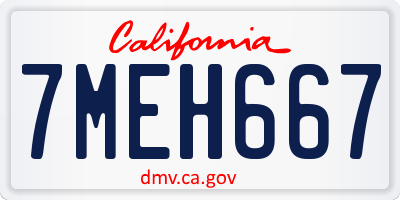 CA license plate 7MEH667