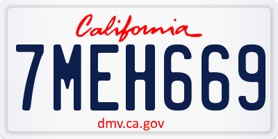 CA license plate 7MEH669