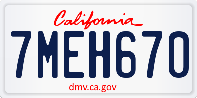 CA license plate 7MEH670