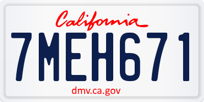 CA license plate 7MEH671
